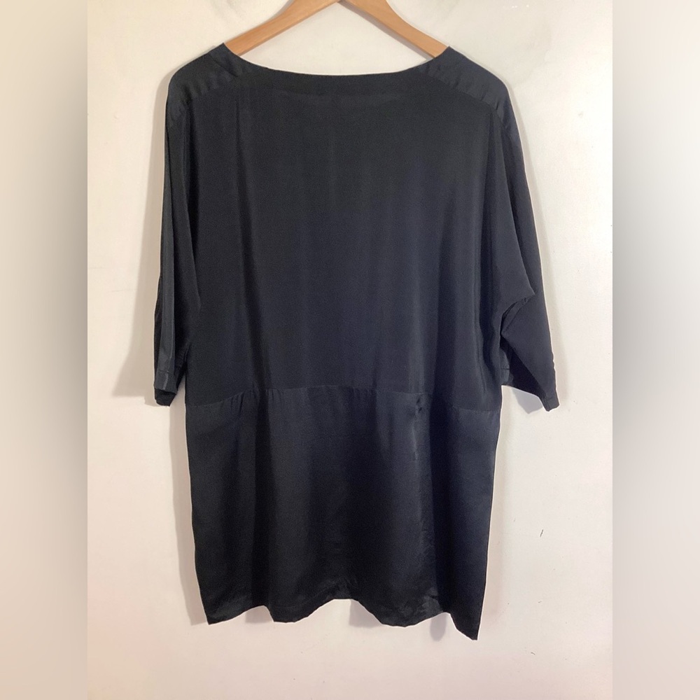 Eileen Fisher Silk Crepe De Chine Black Tunic M Lagenlook - Picture 5 of 16